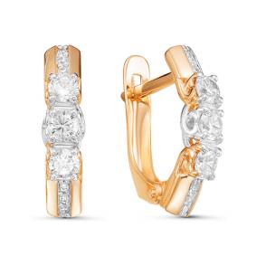 Золотые серьги КЮЗ Del'ta D126273 с фианитом D126273 фото