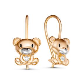 Золотые серьги КЮЗ Del'ta D126283 с фианитом D126283 фото