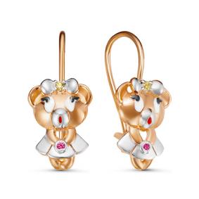 Золотые серьги КЮЗ Del'ta D126285 с фианитом D126285 фото