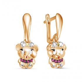 Золотые серьги КЮЗ Del'ta D126286 с фианитом D126286 фото