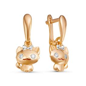 Золотые серьги КЮЗ Del'ta D126291 с фианитом D126291 фото