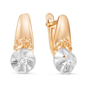 Золотые серьги КЮЗ Del'ta D126300 с фианитом D126300 фото