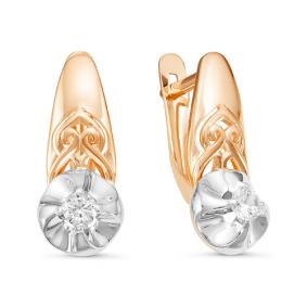 Золотые серьги КЮЗ Del'ta D126302 с фианитом D126302 фото