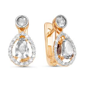 Золотые серьги КЮЗ Del'ta D126312 с фианитом D126312 фото