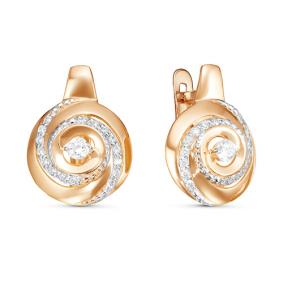 Золотые серьги КЮЗ Del'ta D126346 с фианитом D126346 фото