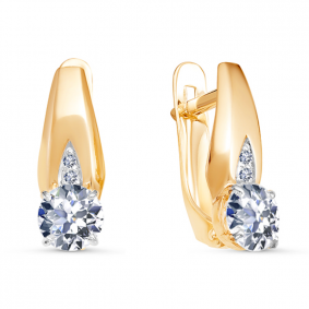 Золотые серьги КЮЗ Del'ta D126349 с фианитом D126349 фото