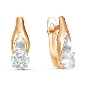 Золотые серьги КЮЗ Del'ta D126351 с фианитом D126351 фото