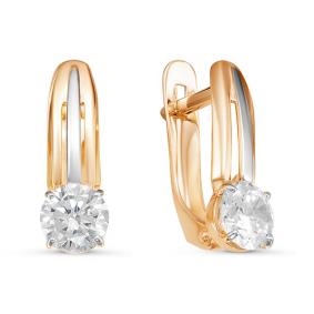 Золотые серьги КЮЗ Del'ta D126352 с фианитом D126352 фото