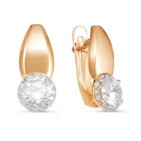 Золотые серьги КЮЗ Del'ta D126354 с фианитом D126354 фото