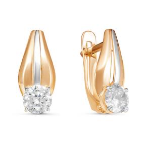 Золотые серьги КЮЗ Del'ta D126355 с фианитом D126355 фото