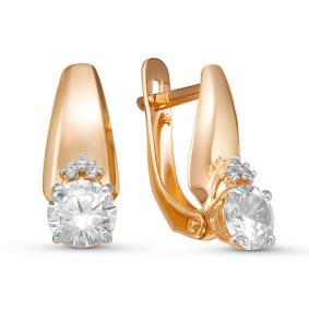 Золотые серьги КЮЗ Del'ta D126357 с фианитом D126357 фото