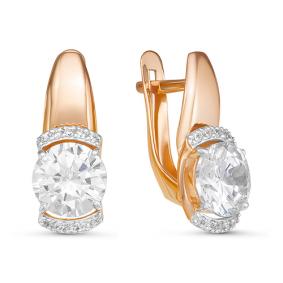 Золотые серьги КЮЗ Del'ta D126398 с фианитом D126398 фото