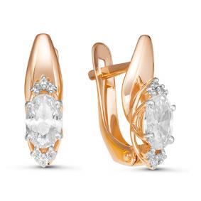 Золотые серьги КЮЗ Del'ta D126399 с фианитом D126399 фото