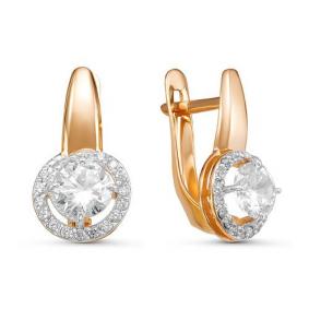 Золотые серьги КЮЗ Del'ta D126402 с фианитом D126402 фото