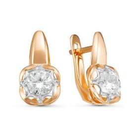 Золотые серьги КЮЗ Del'ta D126403 с фианитом D126403 фото