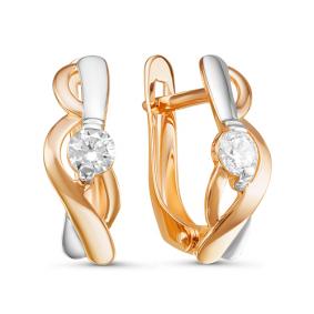 Золотые серьги КЮЗ Del'ta D126406 с фианитом D126406 фото