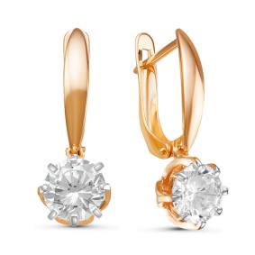 Золотые серьги КЮЗ Del'ta D126408 с фианитом D126408 фото