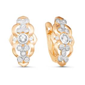 Золотые серьги КЮЗ Del'ta D126457 с фианитом D126457 фото