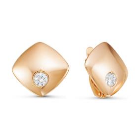 Золотые серьги КЮЗ Del'ta D126470 с фианитом D126470 фото