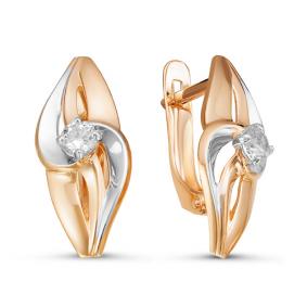 Золотые серьги КЮЗ Del'ta D126476 с фианитом D126476 фото