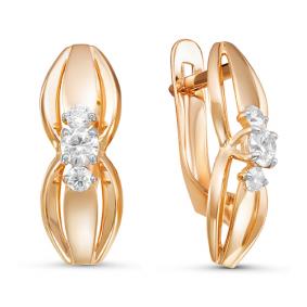 Золотые серьги КЮЗ Del'ta D126478 с фианитом D126478 фото