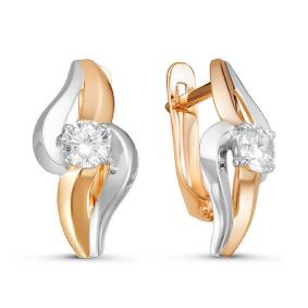 Золотые серьги КЮЗ Del'ta D126479 с фианитом D126479 фото