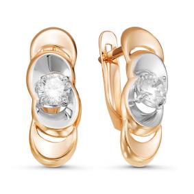 Золотые серьги КЮЗ Del'ta D126482 с фианитом D126482 фото