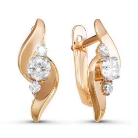 Золотые серьги КЮЗ Del'ta D126483 с фианитом D126483 фото