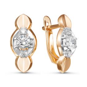 Золотые серьги КЮЗ Del'ta D126485 с фианитом D126485 фото