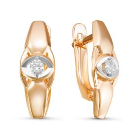 Золотые серьги КЮЗ Del'ta D126514 с фианитом D126514 фото