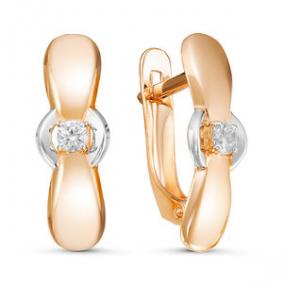 Золотые серьги КЮЗ Del'ta D126515 с фианитом D126515 фото