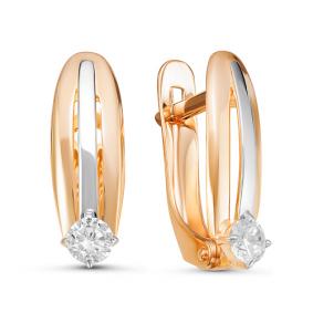 Золотые серьги КЮЗ Del'ta D126516 с фианитом D126516 фото