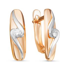 Золотые серьги КЮЗ Del'ta D126518 с фианитом D126518 фото