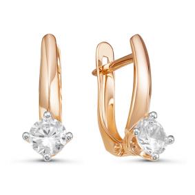 Золотые серьги КЮЗ Del'ta D126528 с фианитом D126528 фото