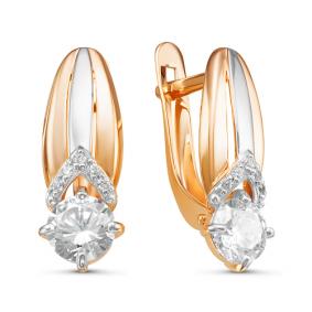 Золотые серьги КЮЗ Del'ta D126537 с фианитом D126537 фото