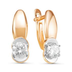 Золотые серьги КЮЗ Del'ta D126540 с фианитом D126540 фото