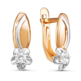 Золотые серьги КЮЗ Del'ta D126542 с фианитом D126542 фото