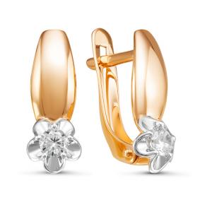 Золотые серьги КЮЗ Del'ta D126544 с фианитом D126544 фото