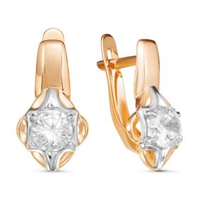 Золотые серьги КЮЗ Del'ta D126616 с фианитом D126616 фото