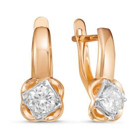 Золотые серьги КЮЗ Del'ta D126618 с фианитом D126618 фото