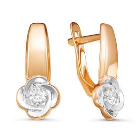 Золотые серьги КЮЗ Del'ta D126626 с фианитом D126626 фото