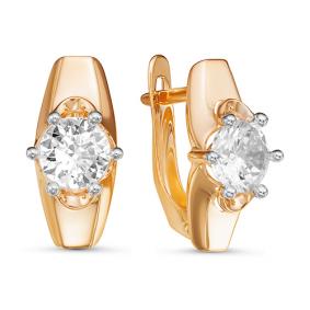 Золотые серьги КЮЗ Del'ta D126631 с фианитом D126631 фото