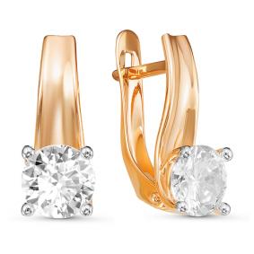 Золотые серьги КЮЗ Del'ta D126632 с фианитом D126632 фото