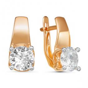 Золотые серьги КЮЗ Del'ta D126634 с фианитом D126634 фото