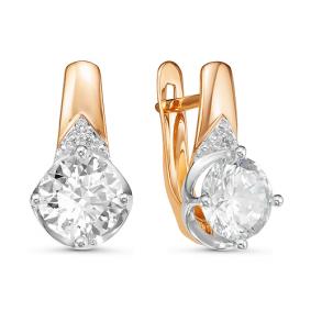 Золотые серьги КЮЗ Del'ta D126637 с фианитом D126637 фото