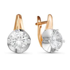 Золотые серьги КЮЗ Del'ta D126638 с фианитом D126638 фото