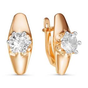 Золотые серьги КЮЗ Del'ta D126646 с фианитом D126646 фото