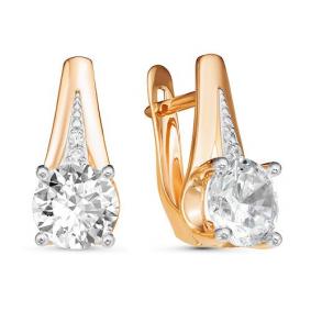 Золотые серьги КЮЗ Del'ta D126647 с фианитом D126647 фото