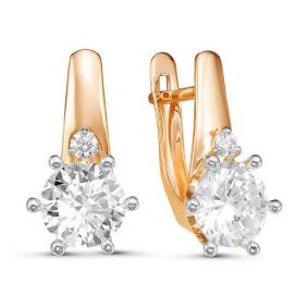 Золотые серьги КЮЗ Del'ta D126650 с фианитом D126650 фото