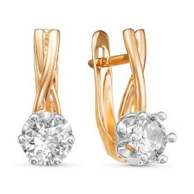 Золотые серьги КЮЗ Del'ta D126652 с фианитом D126652 фото